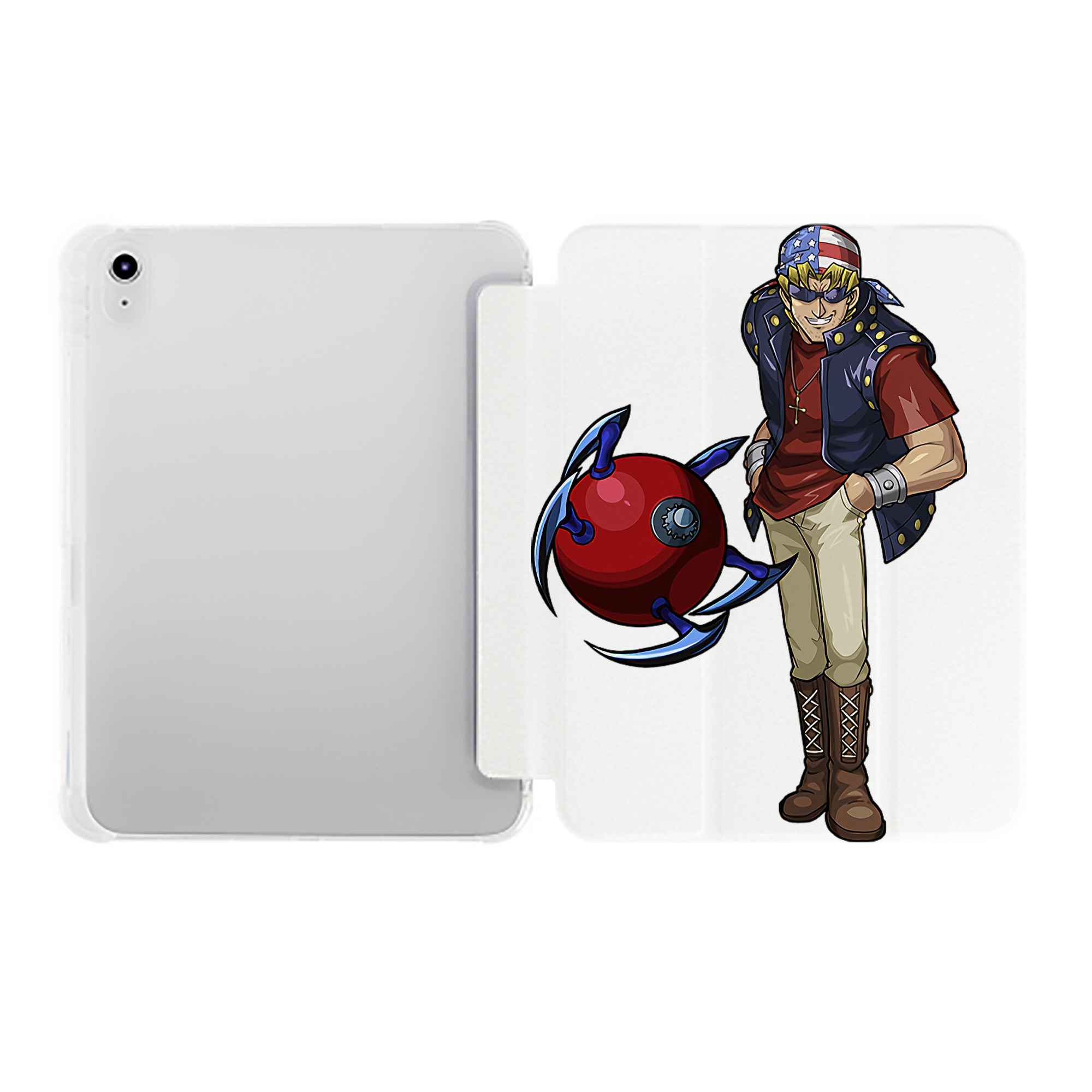 （画像用） 遊☆戯☆王 Yu-Gi-Oh! IPad ケース ペン収納付き 三つ折りスタンド PUレザー×シリコン 対応機種9.5/10.5/10.9インチ